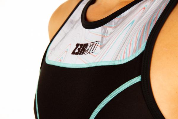 Woman start trisuit Noisy Glitch | Z3R0D black female triathlon suit