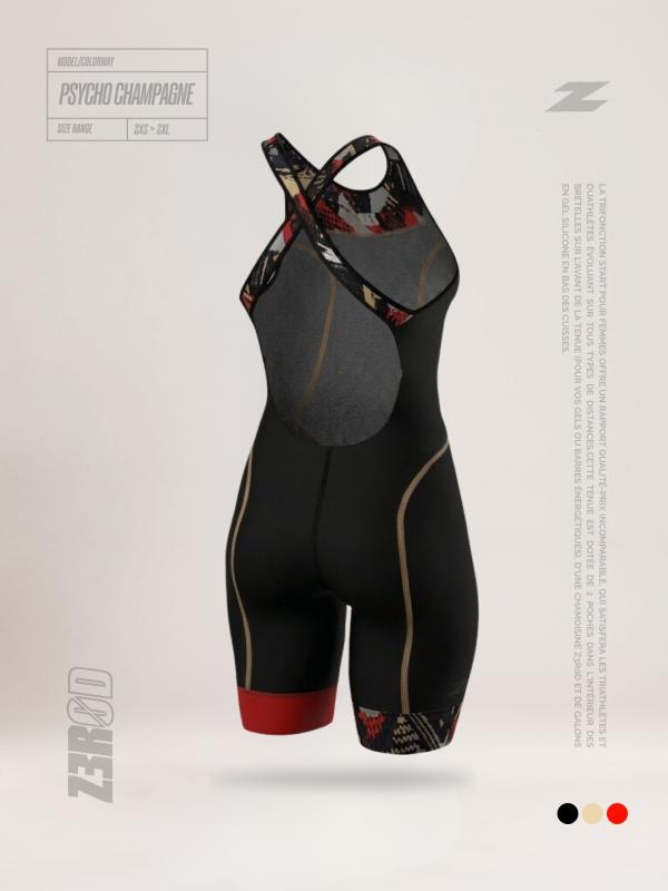 Trifonction noire Start femme Psycho Champagne | Z3R0D - tenue de triathlon