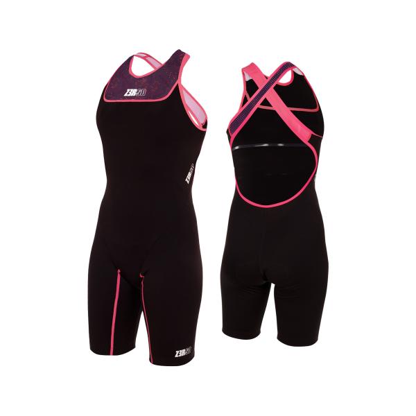 Woman start trisuit | Z3R0D black and pink female triathlon suit