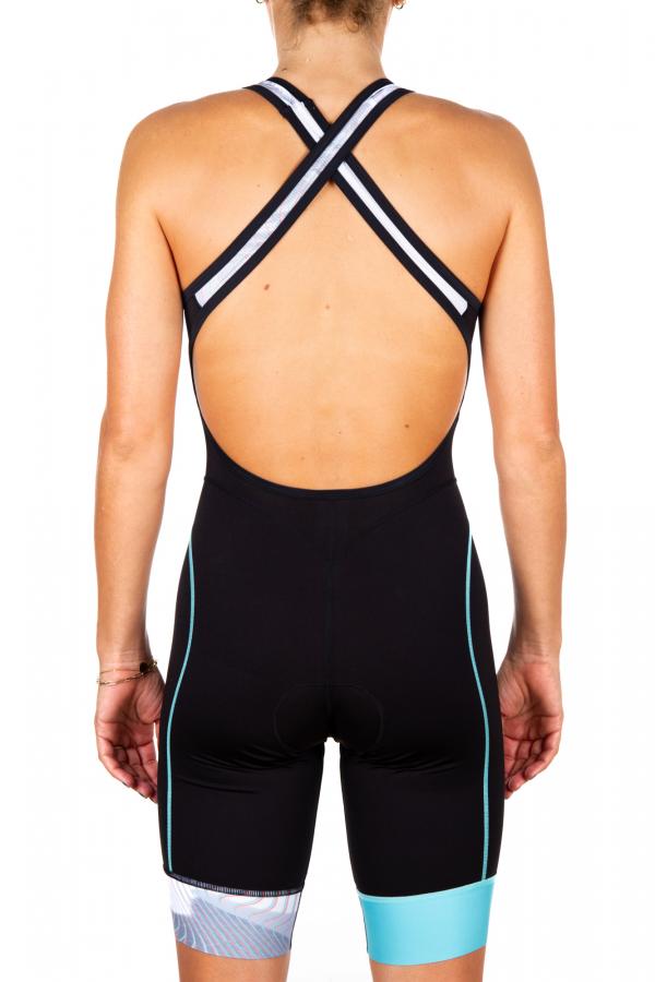 Woman start trisuit Noisy Glitch | Z3R0D black female triathlon suit