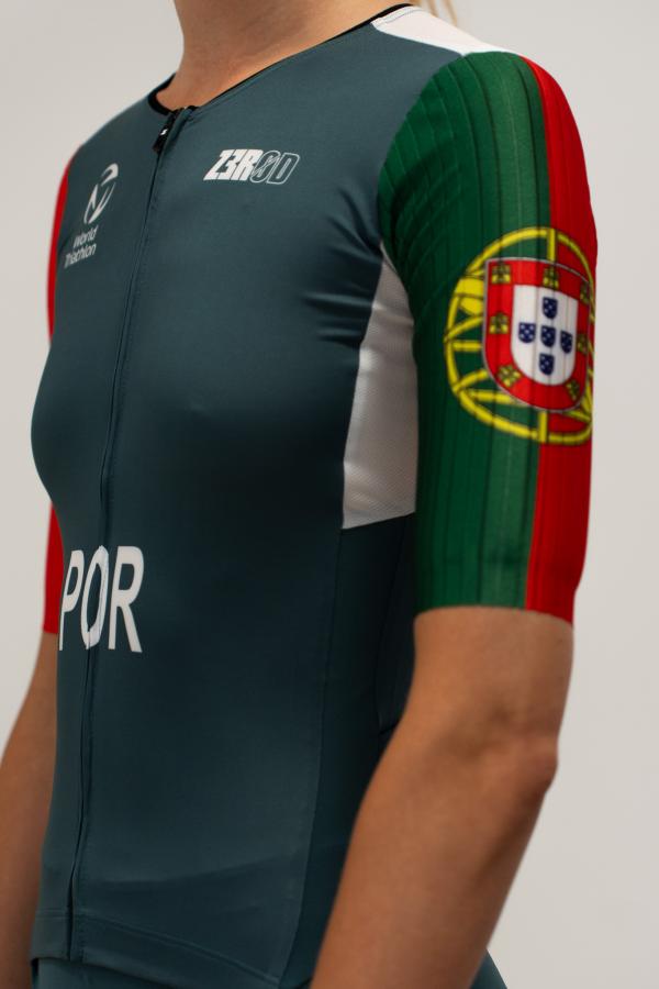 Portugal woman sleeved triathlon trisuit | Z3R0D time-trial trisuit