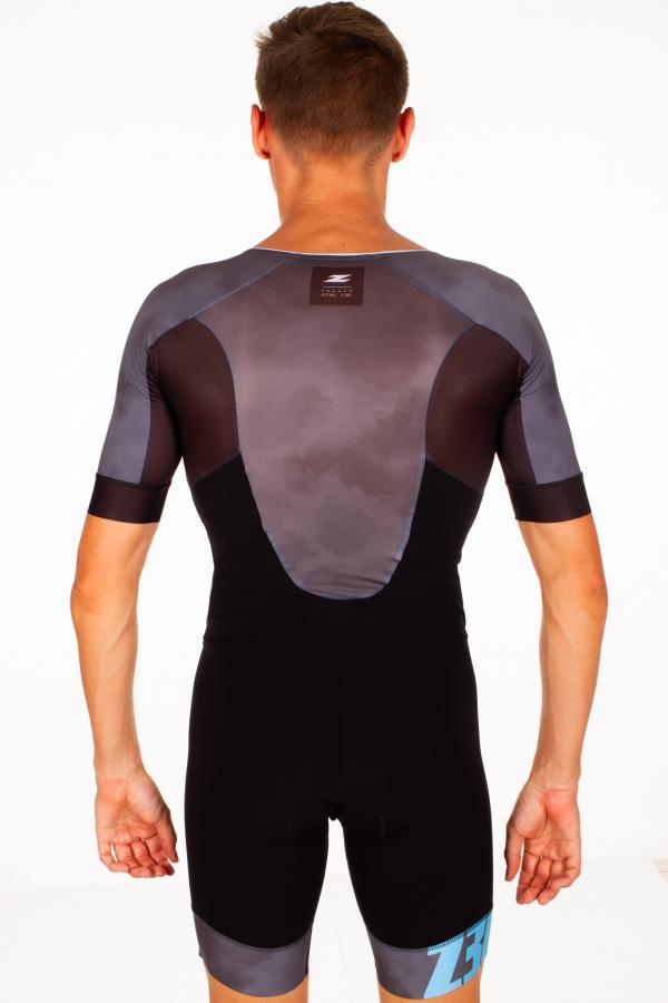 Triathlon racer atoll dark shadows man ttSUIT | Z3R0D - triathlon sleeved grey and atoll trisuit 