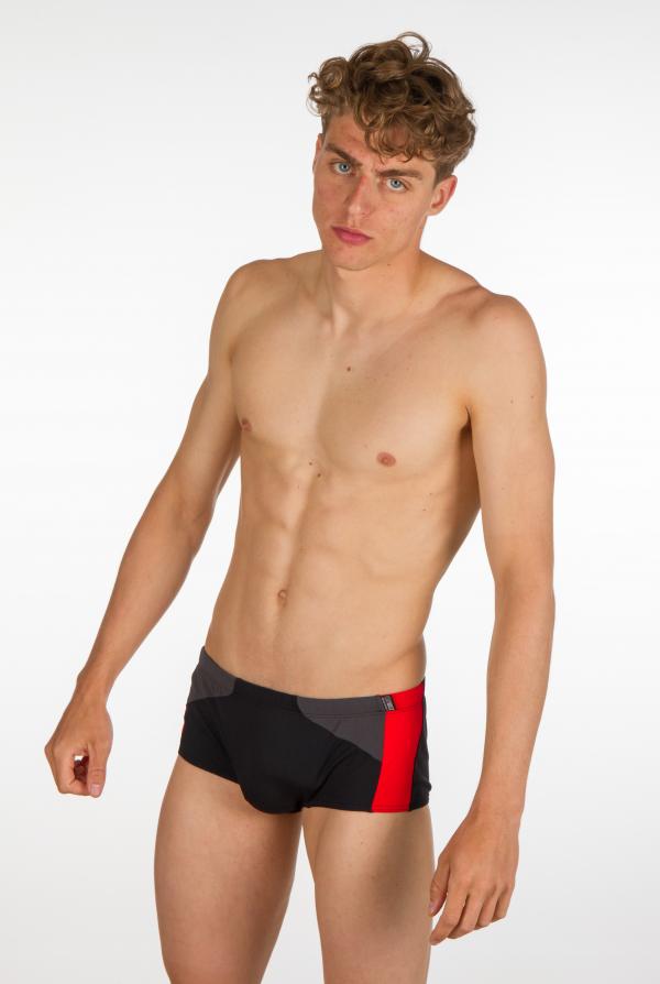 Man black, grey and red swim trunks | Z3R0D