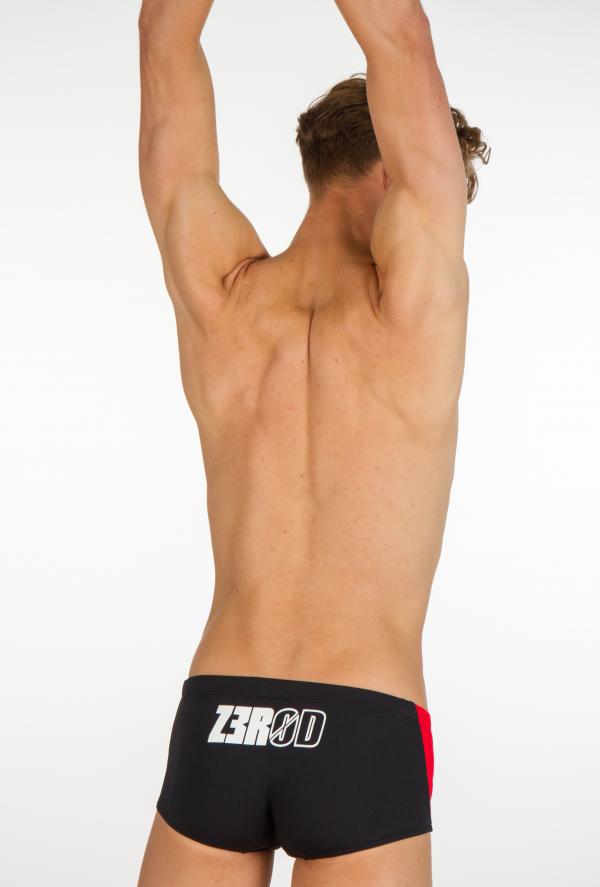 Man black, grey and red swim trunks | Z3R0D