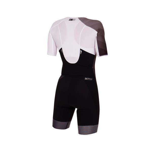 Trifonction à manches ttSUIT racer femme grise, noire et blanche | Z3R0D - tenue de triathlon