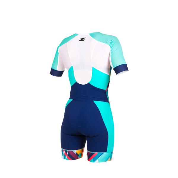 Trifonction à manches ttSUIT racer femme Kubik Block | Z3R0D - tenue de triathlon