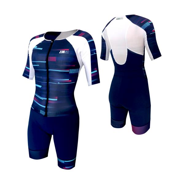 Trifonction à manches ttSUIT racer femme Revolution Blue | Z3R0D - tenue de triathlon