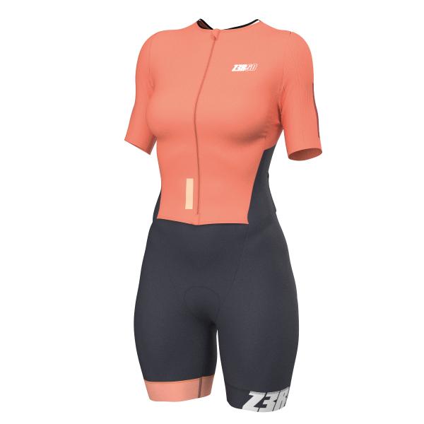 Racer woman triathlon ttSUIT - Z3R0D sleeved trisuit Fusion Coral