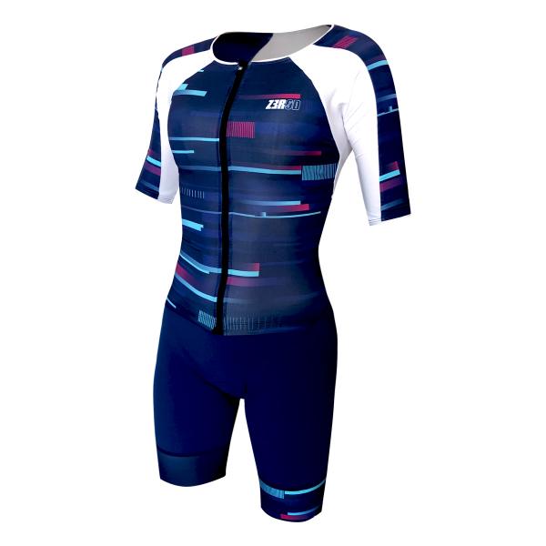 Trifonction à manches ttSUIT racer femme Revolution Blue | Z3R0D - tenue de triathlon