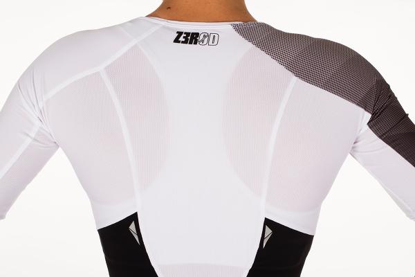 Trifonction à manches ttSUIT racer femme grise, noire et blanche | Z3R0D - tenue de triathlon