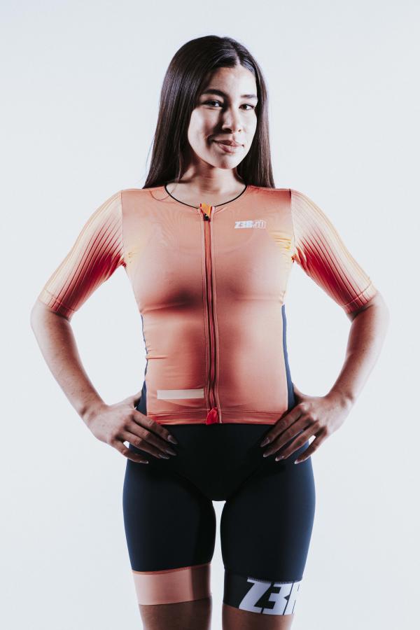 Racer woman triathlon ttSUIT - Z3R0D sleeved trisuit Fusion Coral