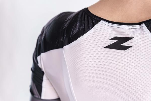 Sleeved trisuit for women | Z3R0D black, grey and white racer ttSUIT