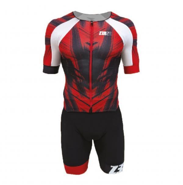 Triathlon racer man ttSUIT | Z3R0D - triathlon sleeved red vivacity trisuit 