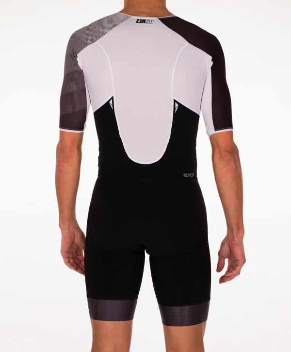 Triathlon racer man ttSUIT | Z3R0D - triathlon sleeved black, grey and white trisuit 