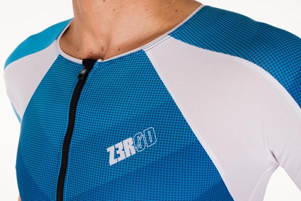 Triathlon racer man ttSUIT | Z3R0D - triathlon sleeved dark blue and atoll trisuit 