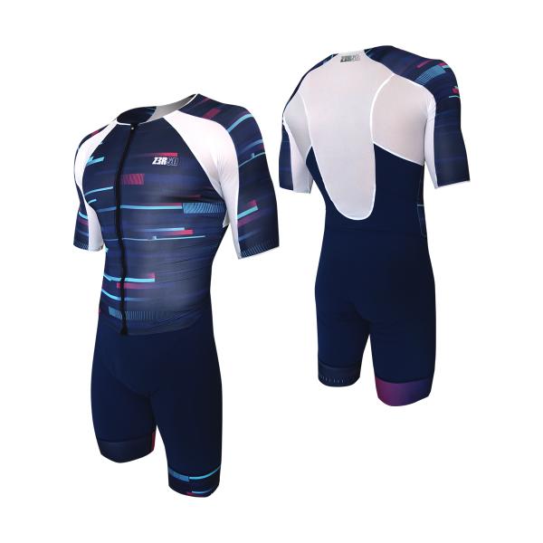 Triathlon racer man ttSUIT | Z3R0D - triathlon sleeved revolution blue trisuit 