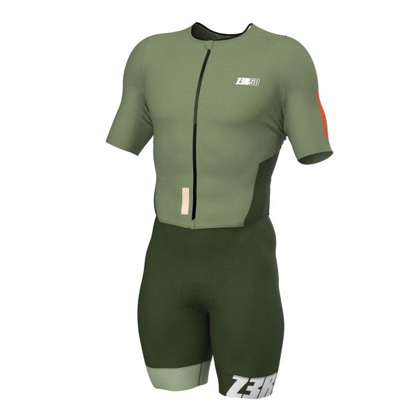 Triathlon racer man ttSUIT | Z3R0D - triathlon sleeved Cedar Green trisuit 