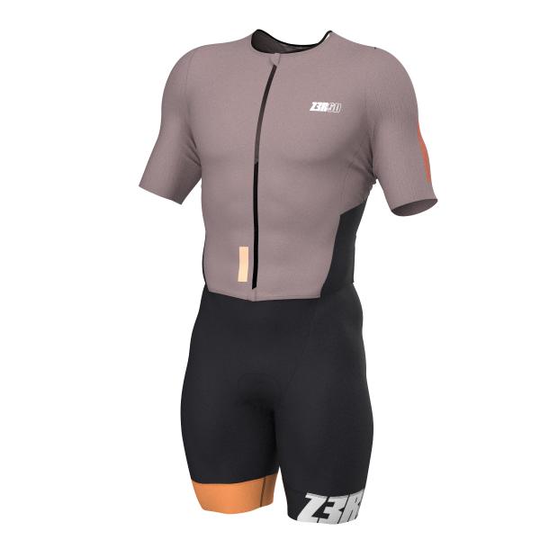 Triathlon racer man ttSUIT | Z3R0D - triathlon sleeved Cinder Grey trisuit 