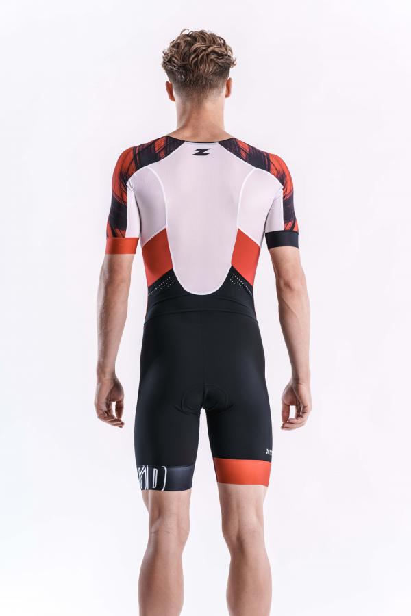 Triathlon racer man ttSUIT | Z3R0D - triathlon sleeved red vivacity trisuit 