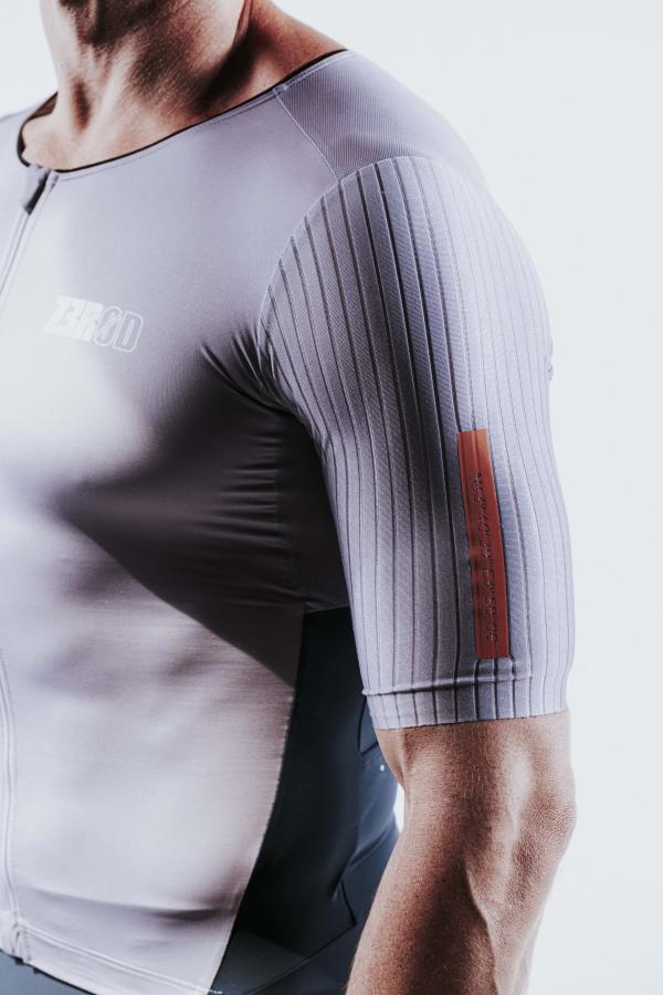 Triathlon racer man ttSUIT | Z3R0D - triathlon sleeved Cinder Grey trisuit 