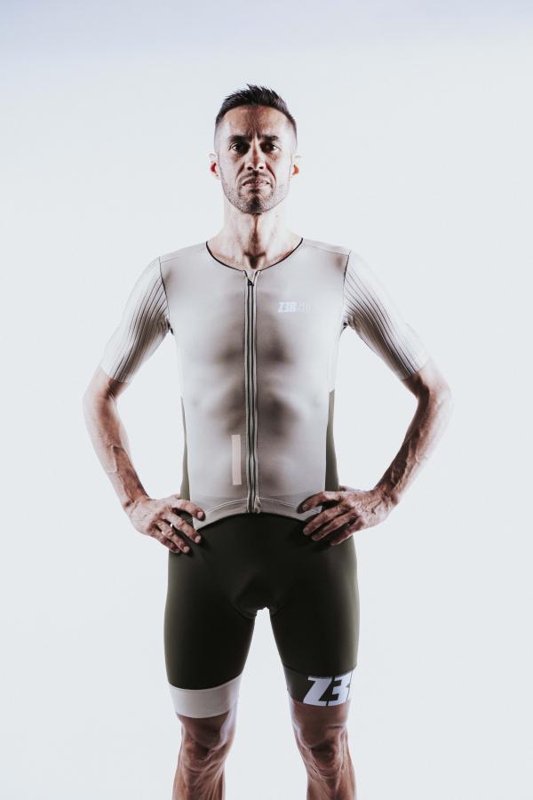 Triathlon racer man ttSUIT | Z3R0D - triathlon sleeved Cedar Green trisuit 