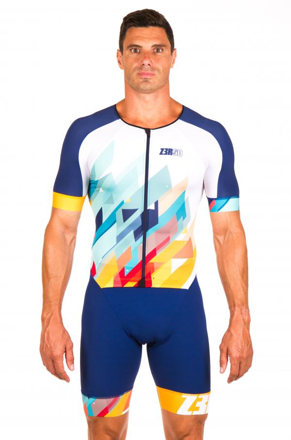 Triathlon racer man ttSUIT | Z3R0D - triathlon sleeved Kubik Block trisuit 