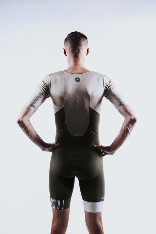 Triathlon racer man ttSUIT | Z3R0D - triathlon sleeved Cedar Green trisuit 