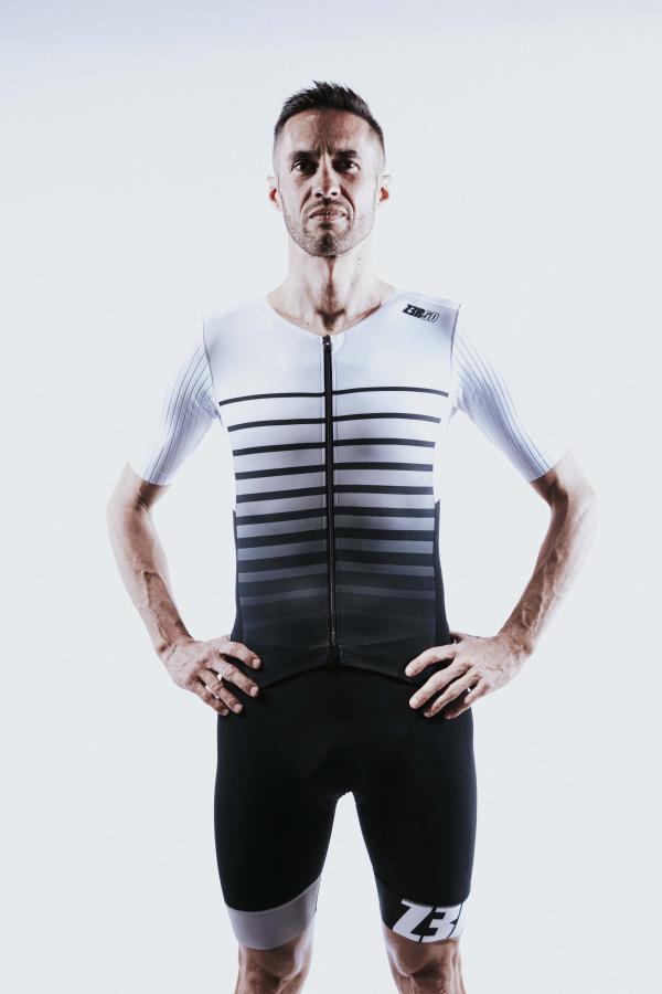 Triathlon racer man ttSUIT | Z3R0D - triathlon sleeved Faded mariniere trisuit 