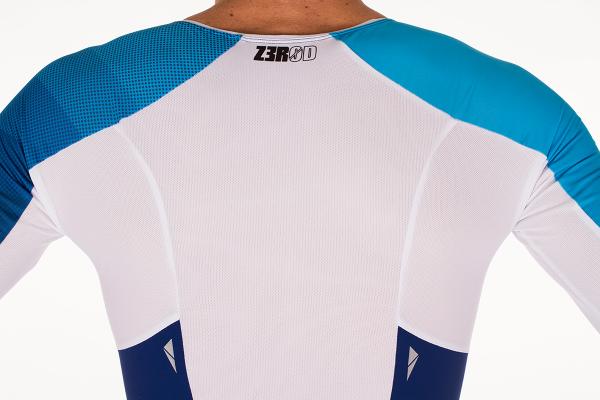 Triathlon racer man ttSUIT | Z3R0D - triathlon sleeved dark blue and atoll trisuit 