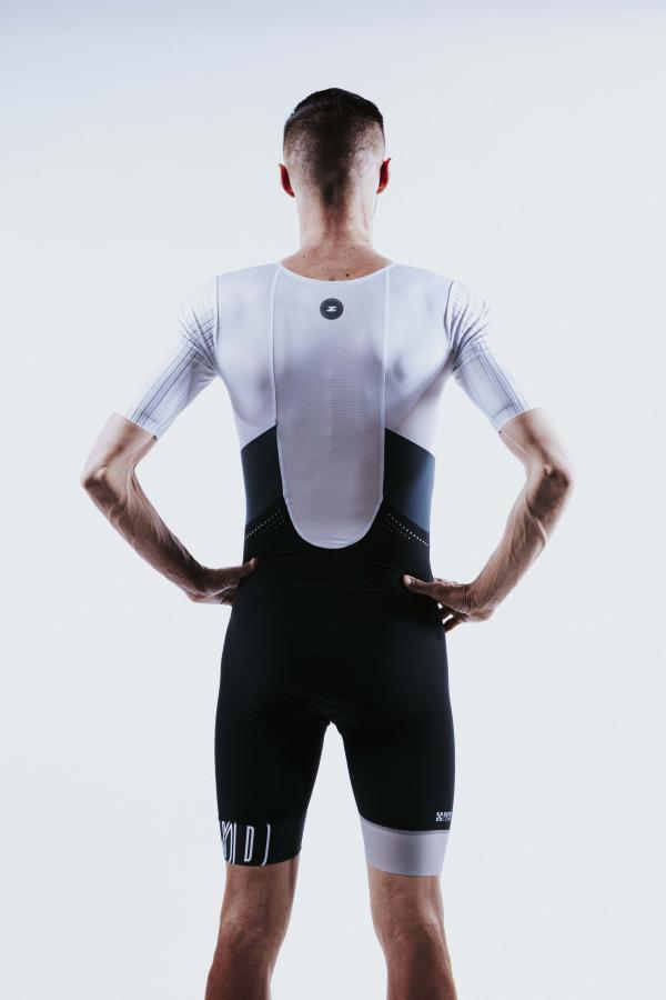 Triathlon racer man ttSUIT | Z3R0D - triathlon sleeved Faded mariniere trisuit 