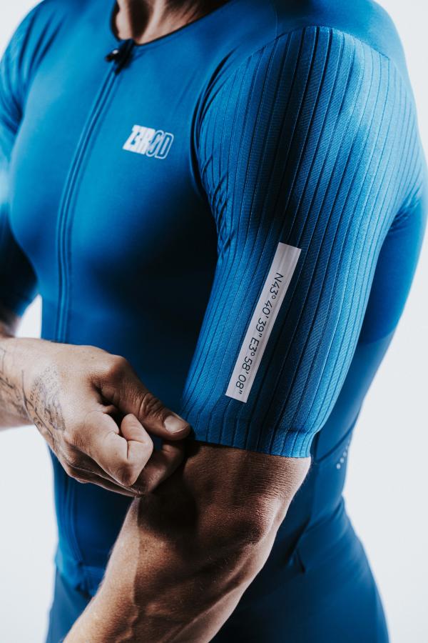 Triathlon racer man ttSUIT | Z3R0D - triathlon sleeved Deep Ocean trisuit 