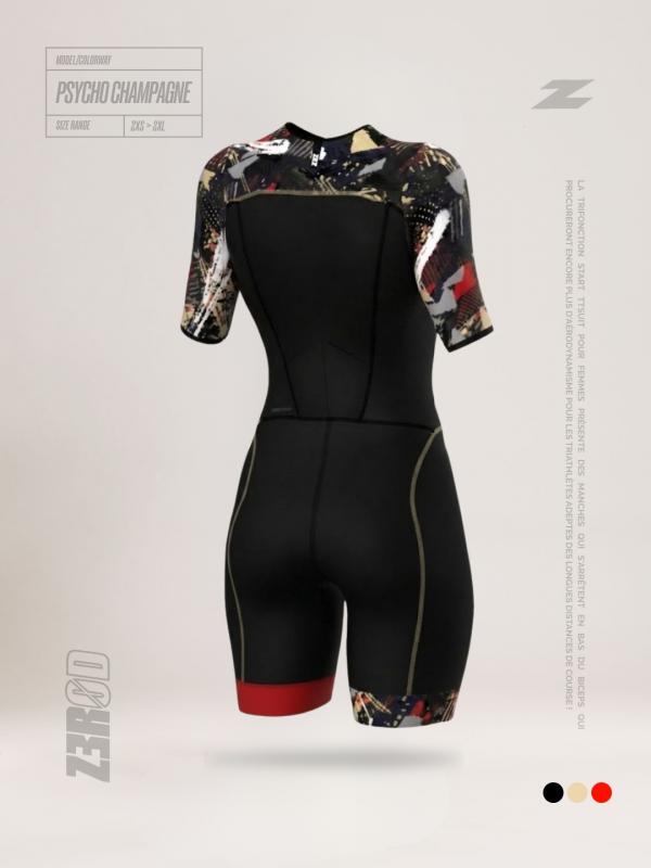 Trifonction femme Start noire Psycho Champagne | Z3R0D - tenue de triathlon 