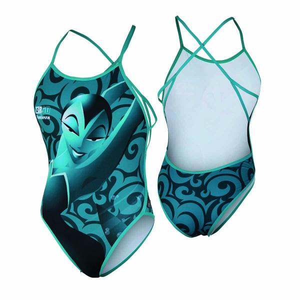 One piece athletic women swimsuit - ZEROD Ravenman Green